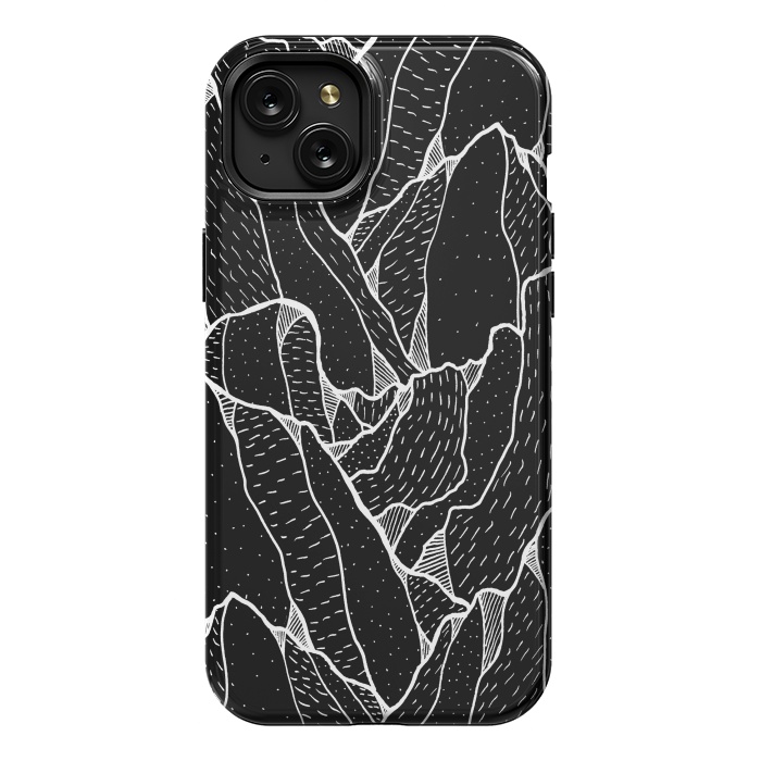 iPhone 15 Plus StrongFit Black and white pattern hills by Steve Wade (Swade)