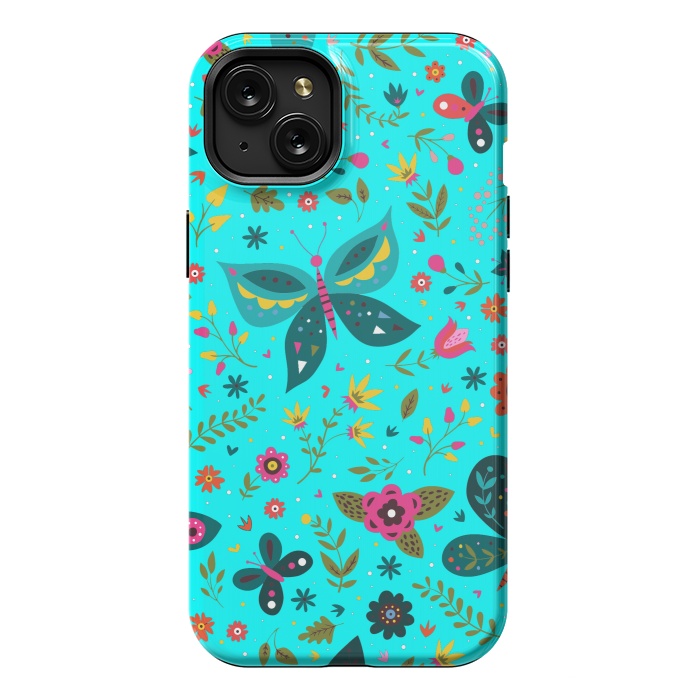 iPhone 15 Plus StrongFit Butterflies Dancing In Aquamarine by ArtsCase