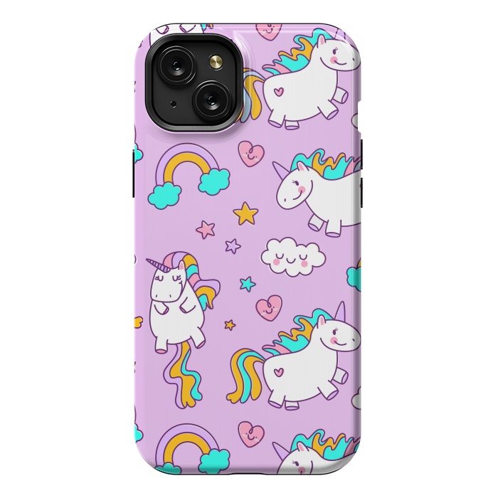 iPhone 15 Plus StrongFit Unicorns Pink Patterns by ArtsCase