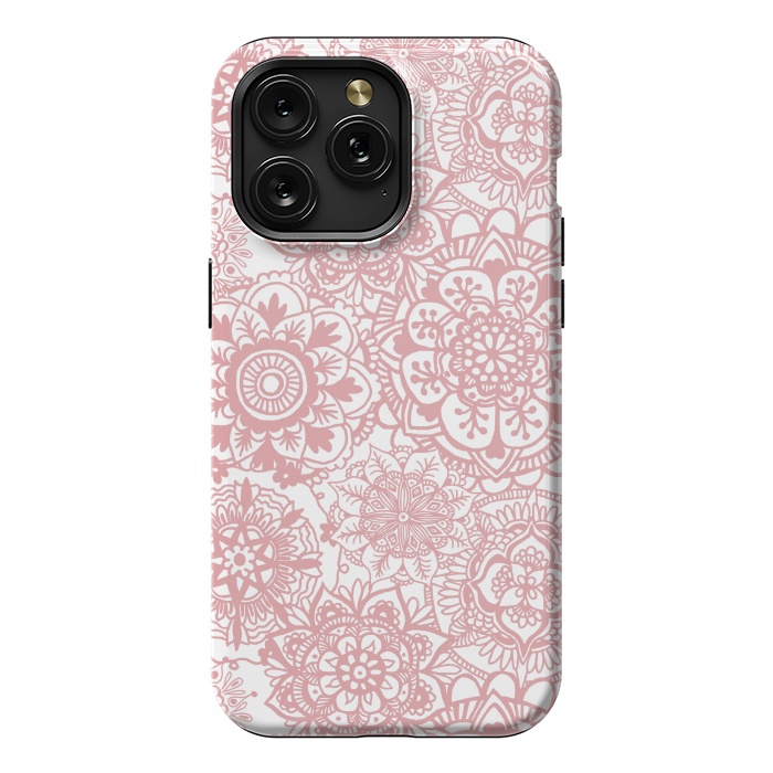 iPhone 15 Pro Max StrongFit Light Pink Mandala Pattern by Julie Erin Designs