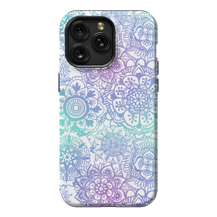 iPhone 15 Pro Max StrongFit Pastel Purple and Blue Mandala Pattern by Julie Erin Designs