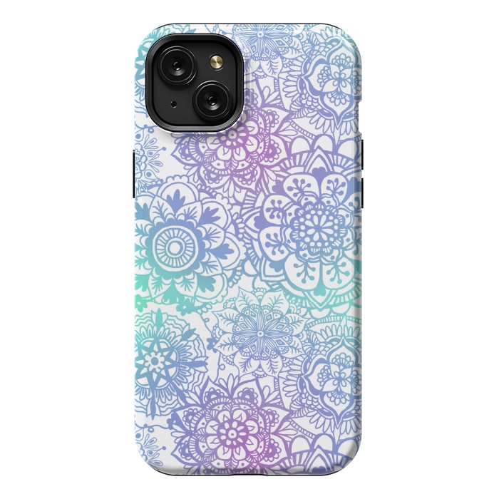 iPhone 15 Plus StrongFit Pastel Purple and Blue Mandala Pattern by Julie Erin Designs