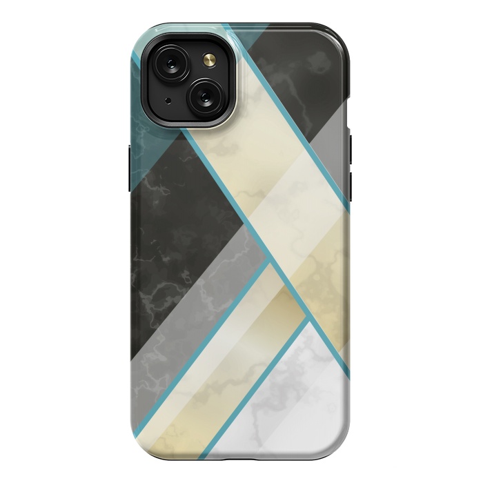 iPhone 15 Plus StrongFit Vertical Green Lines On Marble  by ArtsCase