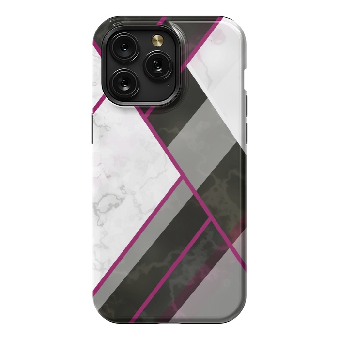 iPhone 15 Pro Max StrongFit Vertical Magenta Lines On Marble by ArtsCase