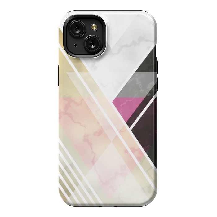 iPhone 15 Plus StrongFit Superposition Of Lines In Marble by ArtsCase