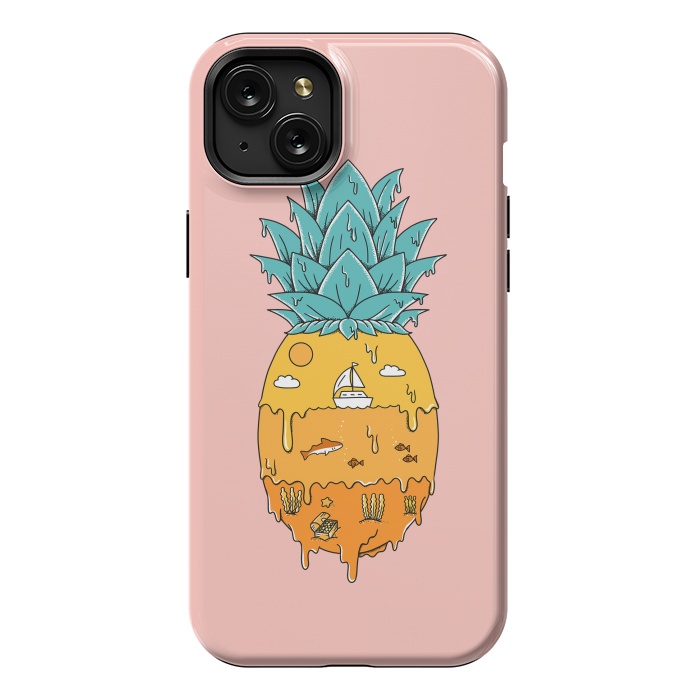 iPhone 15 Plus StrongFit Pineapple Landscape pink by Coffee Man