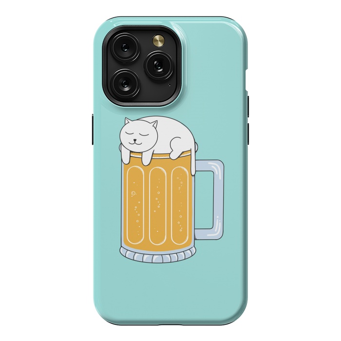 iPhone 15 Pro Max StrongFit Cat Beer Green by Coffee Man