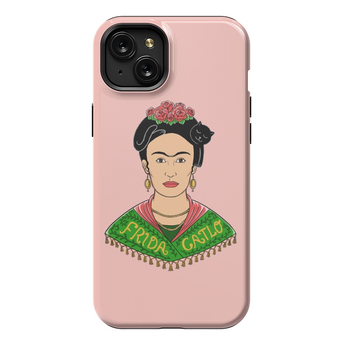 iPhone 15 Plus StrongFit Frida Catlo Pink by Coffee Man