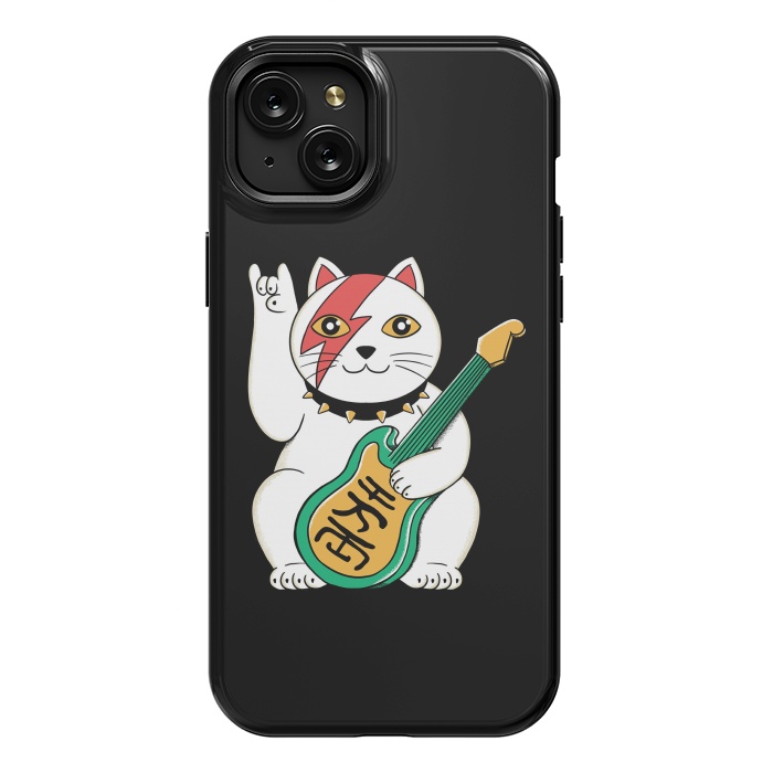 iPhone 15 Plus StrongFit Lucky Cat Black by Coffee Man