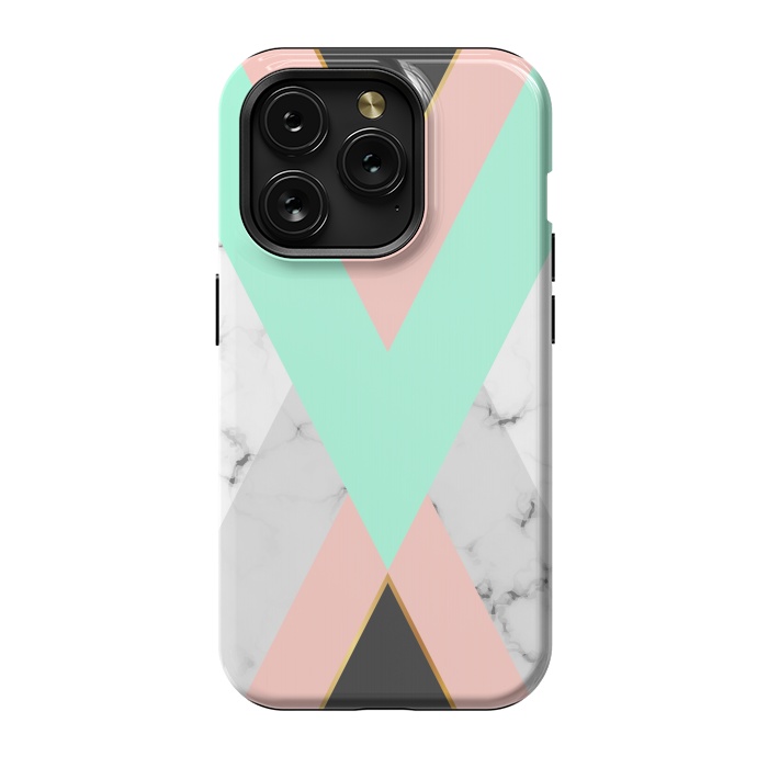 iPhone 15 Pro StrongFit Marbled Aquamarine In Vertical by ArtsCase