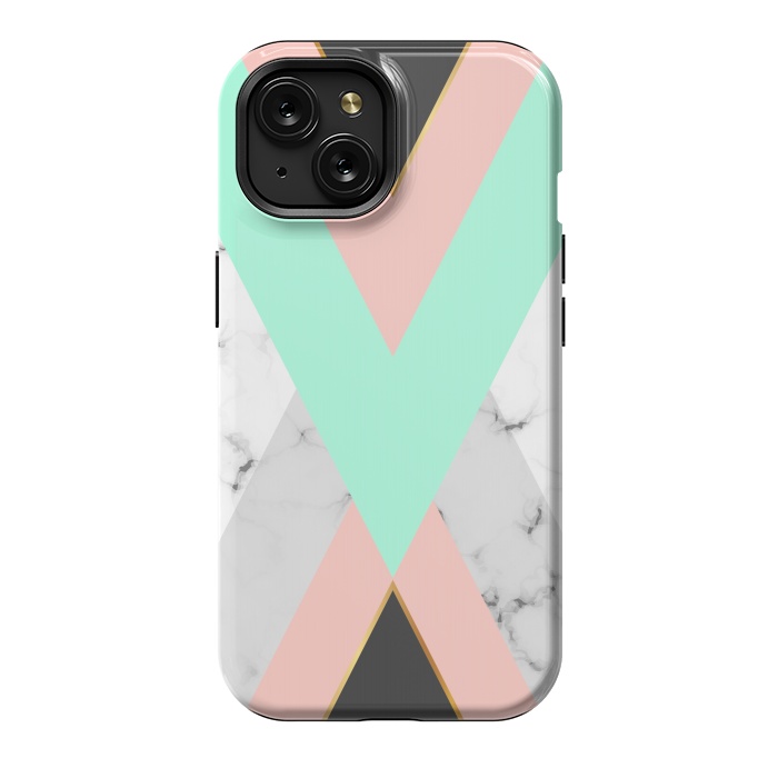 iPhone 15 StrongFit Marbled Aquamarine In Vertical by ArtsCase
