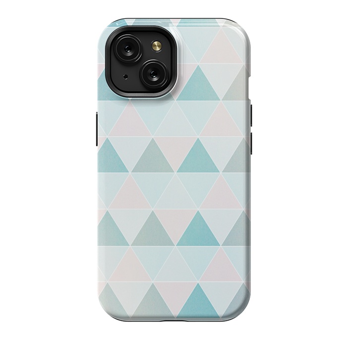 iPhone 15 StrongFit Pink blue Triangles  by Jms