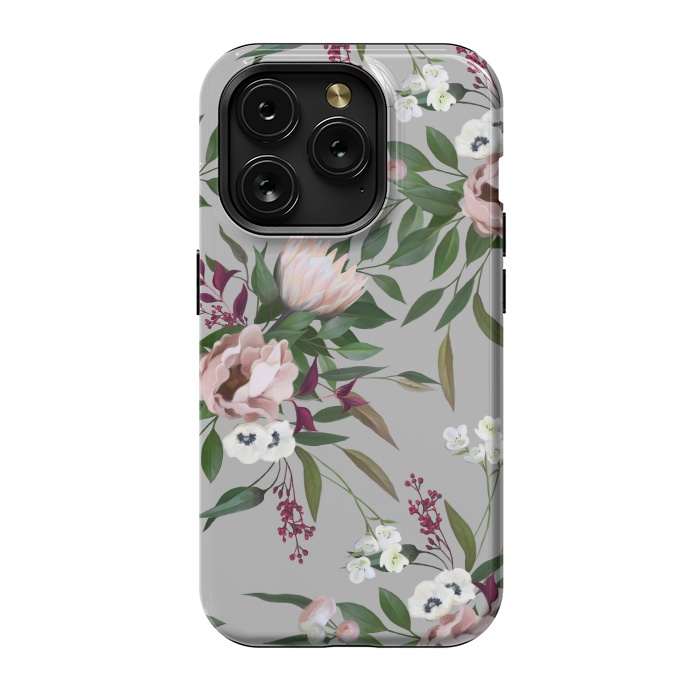 iPhone 15 Pro StrongFit Bouquet With a Protea | Gray by Elzbieta Malyska