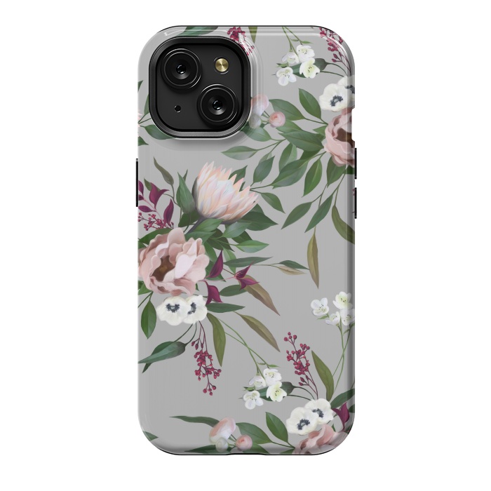 iPhone 15 StrongFit Bouquet With a Protea | Gray by Elzbieta Malyska