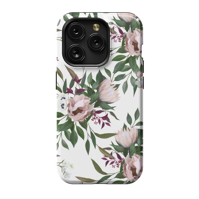 iPhone 15 Pro StrongFit Bouquet With a Protea | White by Elzbieta Malyska