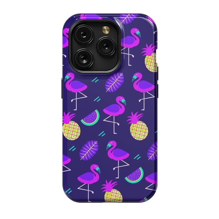 iPhone 15 Pro StrongFit Flamingos In Neon by ArtsCase