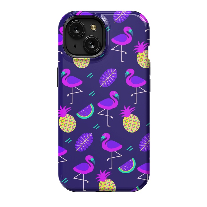 iPhone 15 StrongFit Flamingos In Neon by ArtsCase