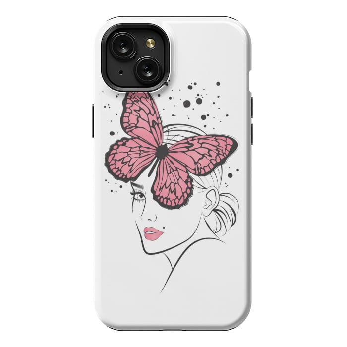 iPhone 15 Plus StrongFit Pink Butterfly by Martina