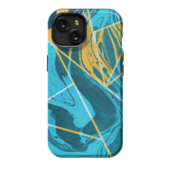iPhone 15 StrongFit Geometric Marble Waves by Art Design Works
