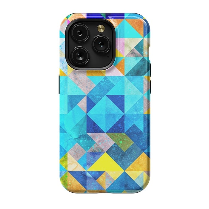 iPhone 15 Pro StrongFit Colorful Watercolor Geometric by Art Design Works