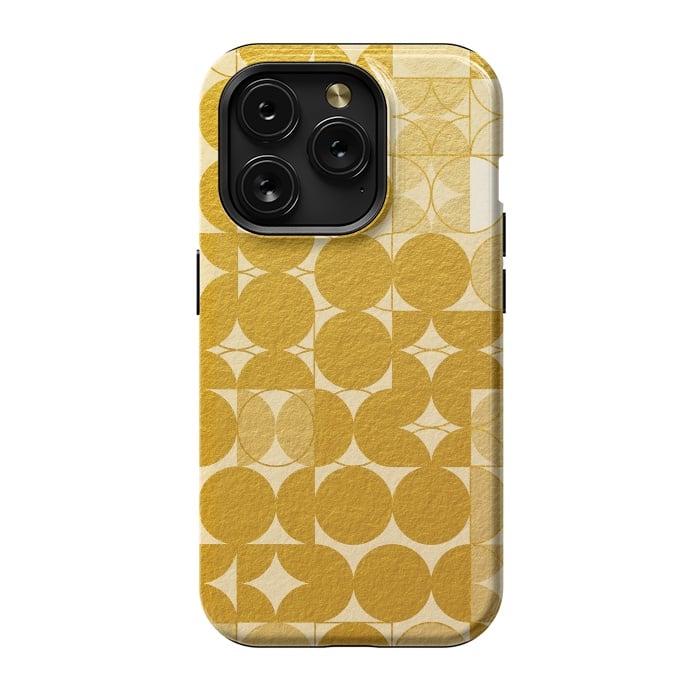 iPhone 15 Pro StrongFit Mid Century Gold Geometric by Art Design Works