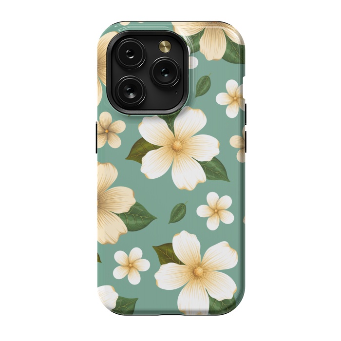 iPhone 15 Pro StrongFit WHITE FLORAL BEAUTIES by MALLIKA