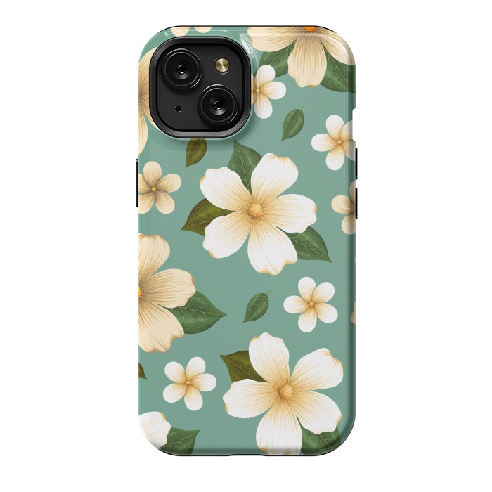 iPhone 15 StrongFit WHITE FLORAL BEAUTIES by MALLIKA