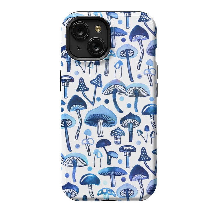 iPhone 15 StrongFit Blue Mushrooms by Tigatiga
