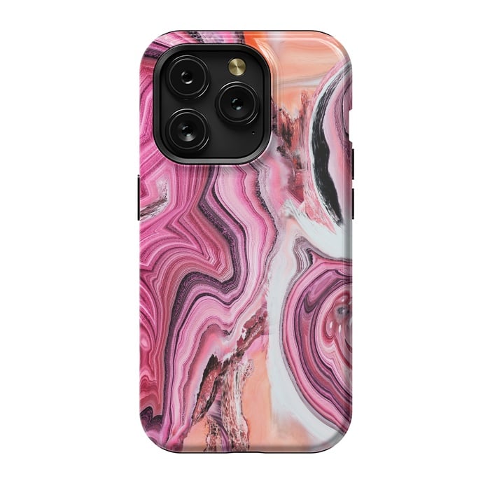 iPhone 15 Pro StrongFit Pop pink liquid marble by Oana 