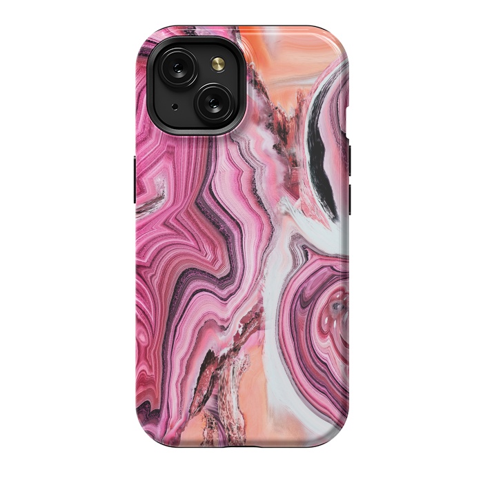 iPhone 15 StrongFit Pop pink liquid marble by Oana 