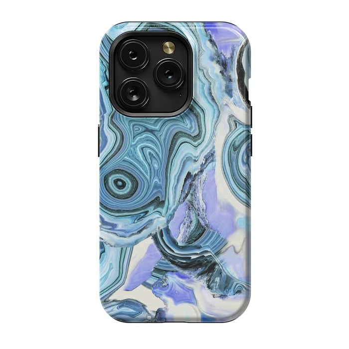 iPhone 15 Pro StrongFit Blue purple liquid marble by Oana 