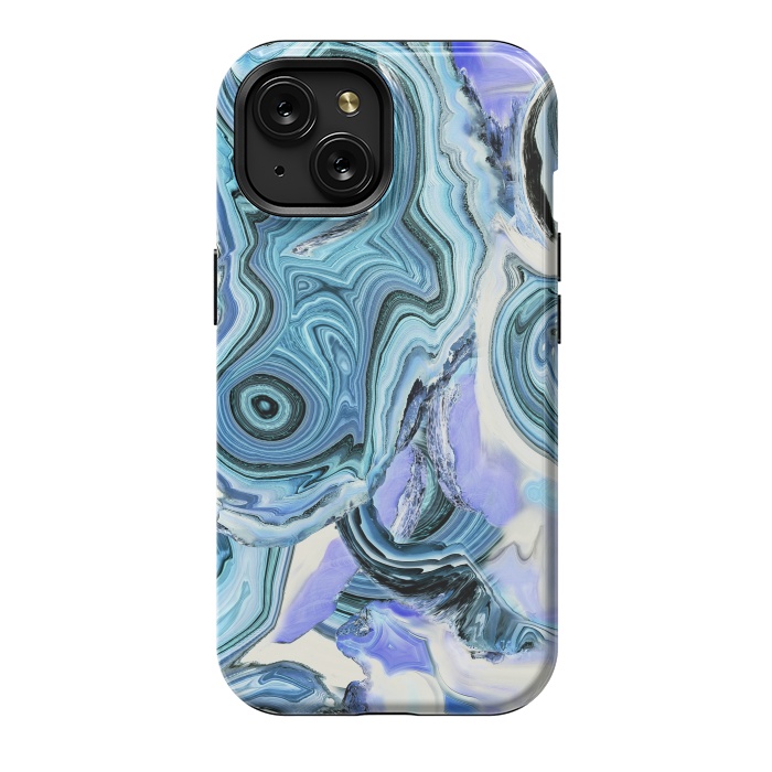 iPhone 15 StrongFit Blue purple liquid marble by Oana 