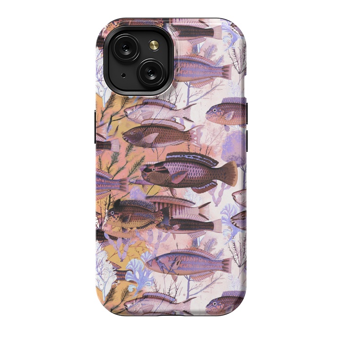 iPhone 15 StrongFit Watercolor coral reef by Oana 
