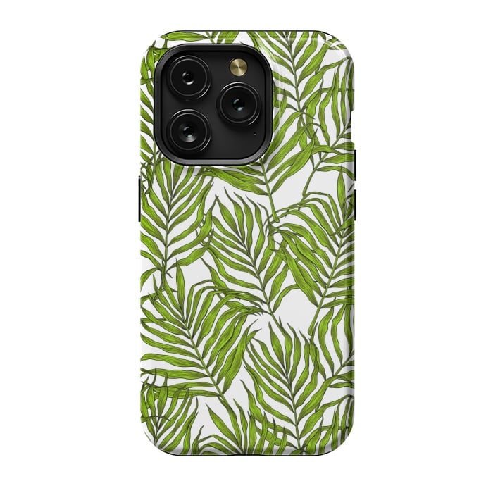 iPhone 15 Pro StrongFit Palm leaves on white by Katerina Kirilova