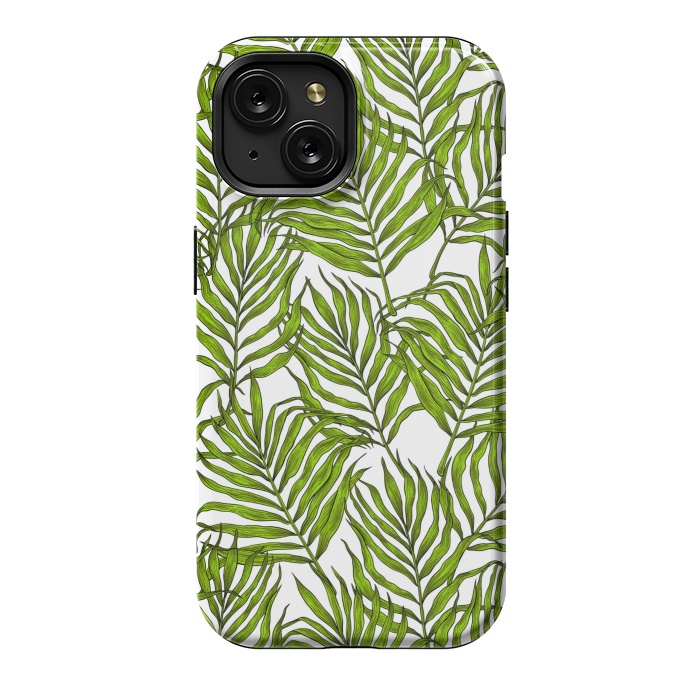 iPhone 15 StrongFit Palm leaves on white by Katerina Kirilova