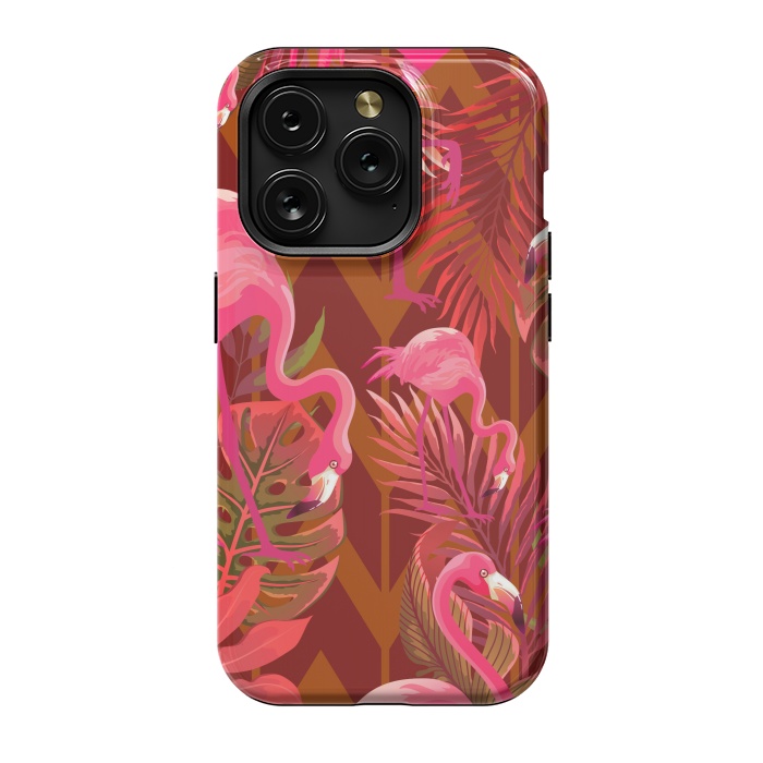 iPhone 15 Pro StrongFit Pink Flamingos On The Beach by ArtsCase