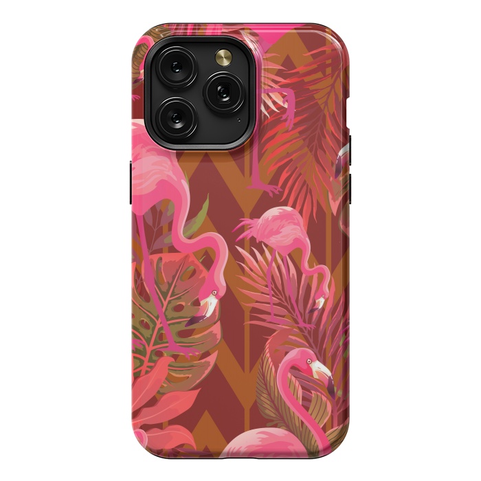 iPhone 15 Pro Max StrongFit Pink Flamingos On The Beach by ArtsCase