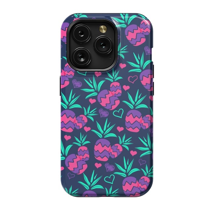 iPhone 15 Pro StrongFit Pineapples In Neon by ArtsCase
