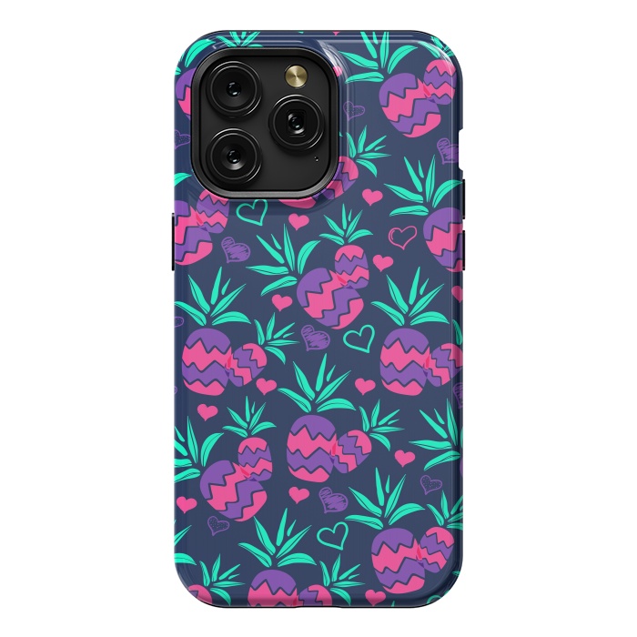 iPhone 15 Pro Max StrongFit Pineapples In Neon by ArtsCase