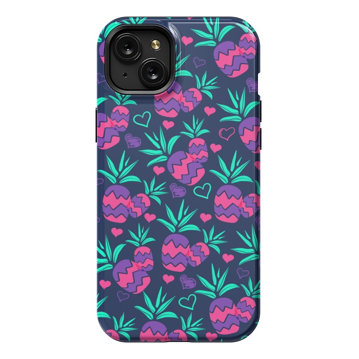 iPhone 15 Plus StrongFit Pineapples In Neon by ArtsCase