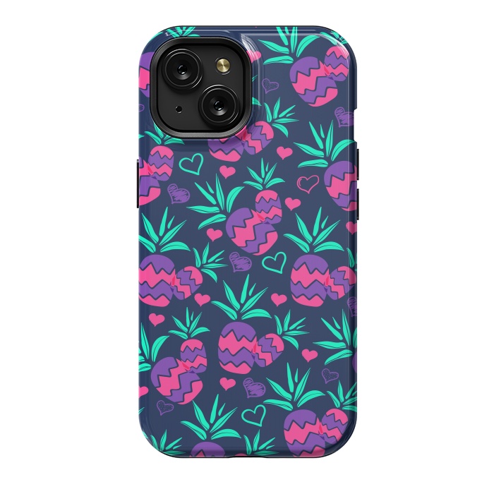 iPhone 15 StrongFit Pineapples In Neon by ArtsCase