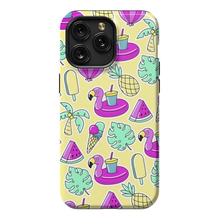 iPhone 15 Pro Max StrongFit Summer And Flamingos In Color by ArtsCase