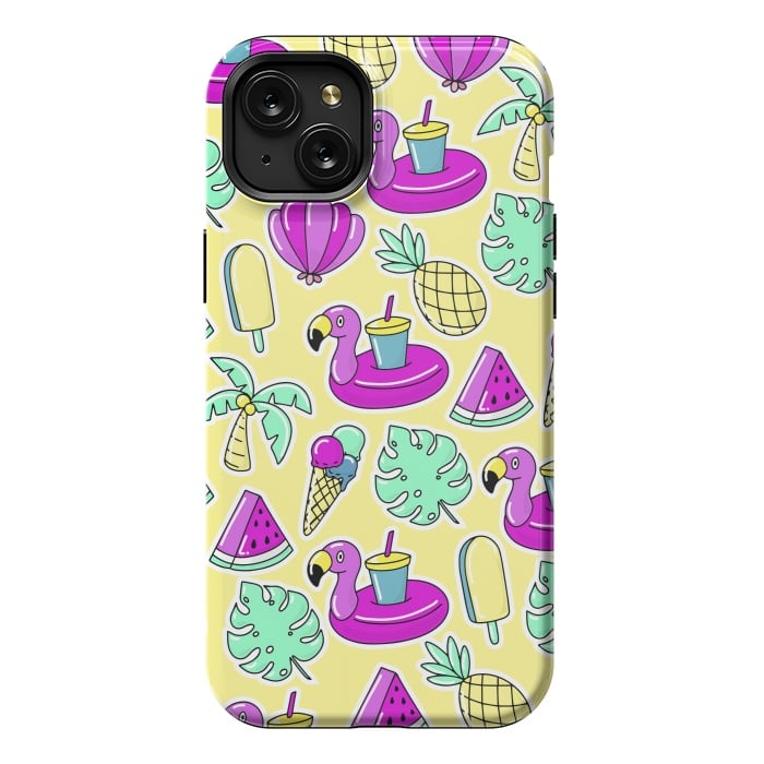 iPhone 15 Plus StrongFit Summer And Flamingos In Color by ArtsCase