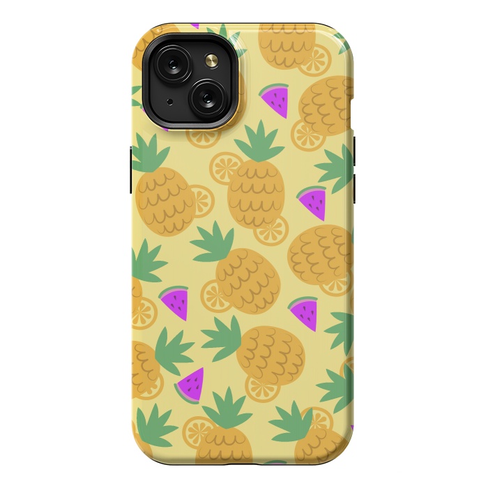 iPhone 15 Plus StrongFit Rain Of Watermelons And Pineapples by ArtsCase
