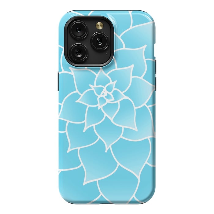 iPhone 15 Pro Max StrongFit Abstract Blue Succulent Flower by Julie Erin Designs