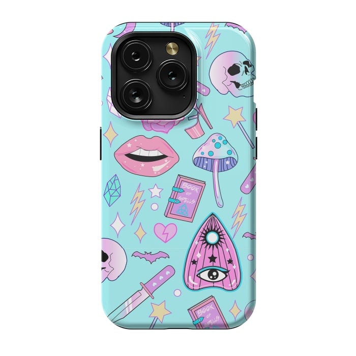 iPhone 15 Pro StrongFit Girly Pastel Goth Witchy Kawaii Pattern by Luna Elizabeth Art
