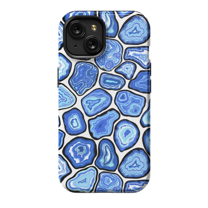 iPhone 15 StrongFit Blue agate slices by Katerina Kirilova
