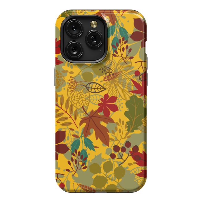 iPhone 15 Pro Max StrongFit Leaves In Earth Tones Fall by ArtsCase