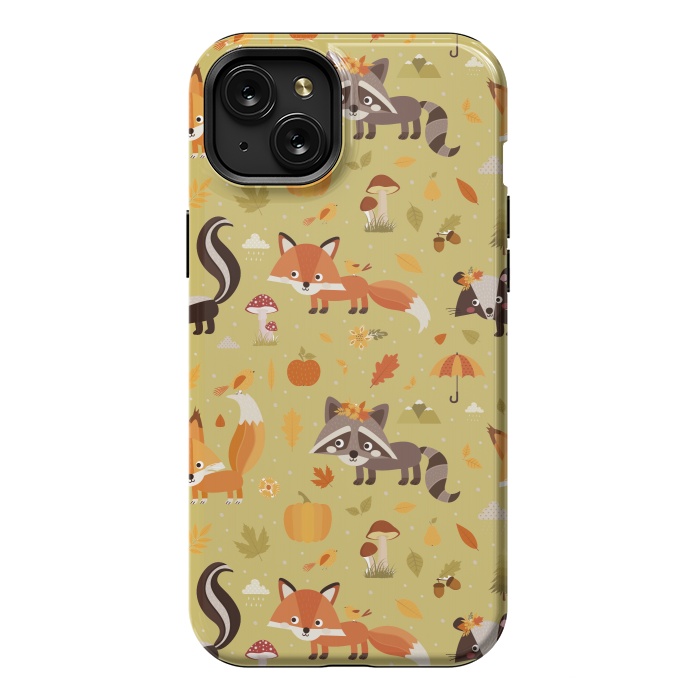 iPhone 15 Plus StrongFit Red Fox And Raccoon In Autumn by ArtsCase