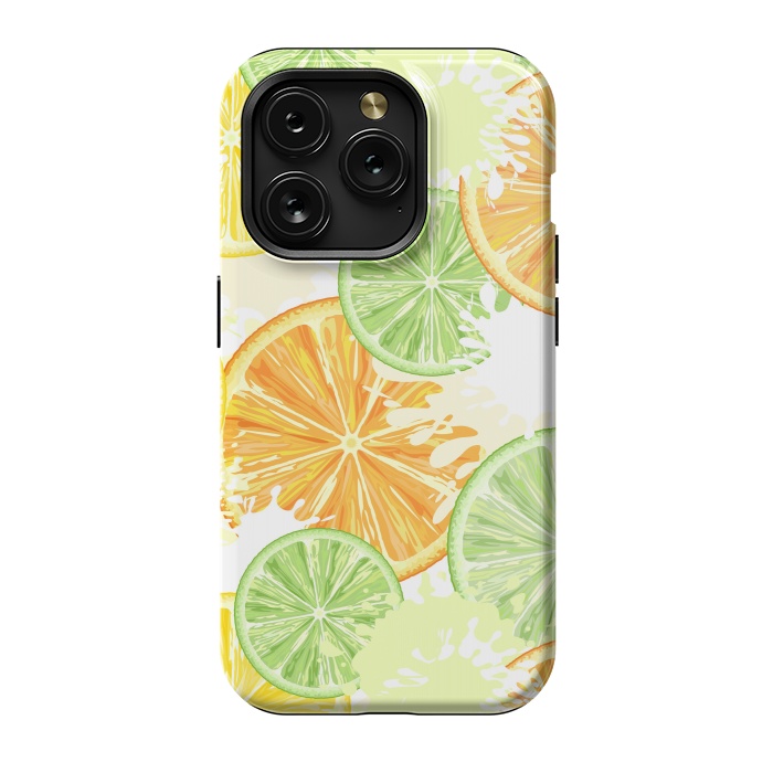 iPhone 15 Pro StrongFit Citrus Watercolors Fresh Summer Pattern by BluedarkArt